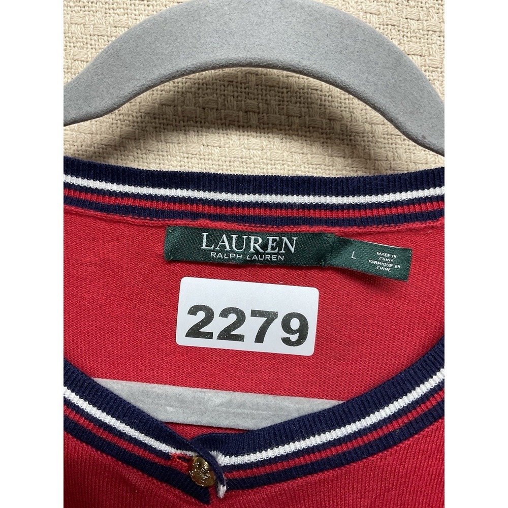 Lauren Ralph Lauren Bullion-Patch‎ Cardigan Embroidered Crest Cardigan Sweater L - Picture 2 of 8